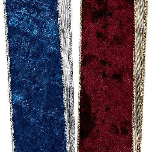 2 1/2" X 10 Yards Black/Gold Soft Velvet Wired Ribbon - Image 3