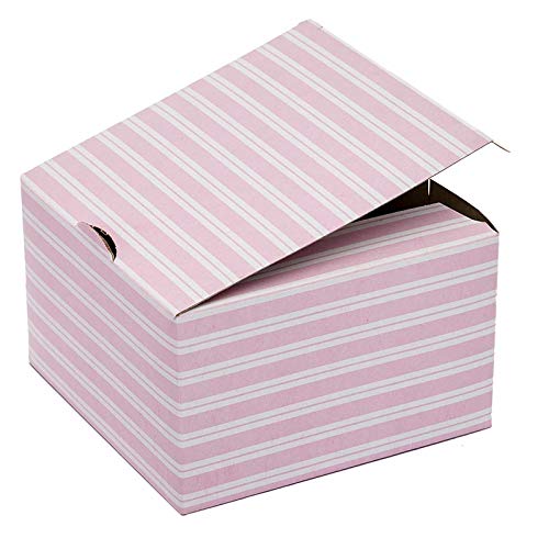 250ea - 6 X 6 X 3 Pnk/White Easy Set Up Pink Stripe Pastry Box - Image 3