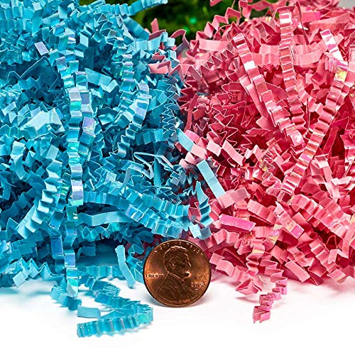 Paper Mart Crinkle Paper Filler, Iridescent Strawberry 10 LB Bag, Shiny Pink Shredded Paper for Gift Baskets, 24 x 16 x 11.5 Inch Compacted Bag of Gift Box Filler - Image 3