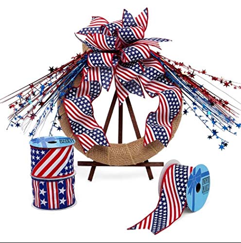 Paper Mart Patriotic Ribbon, Wired Ribbon 2.5 Inch Wide, 10 Yards of Red White and Blue Ribbon for Memorial Day, 4th of July, and Labor Day - Image 3